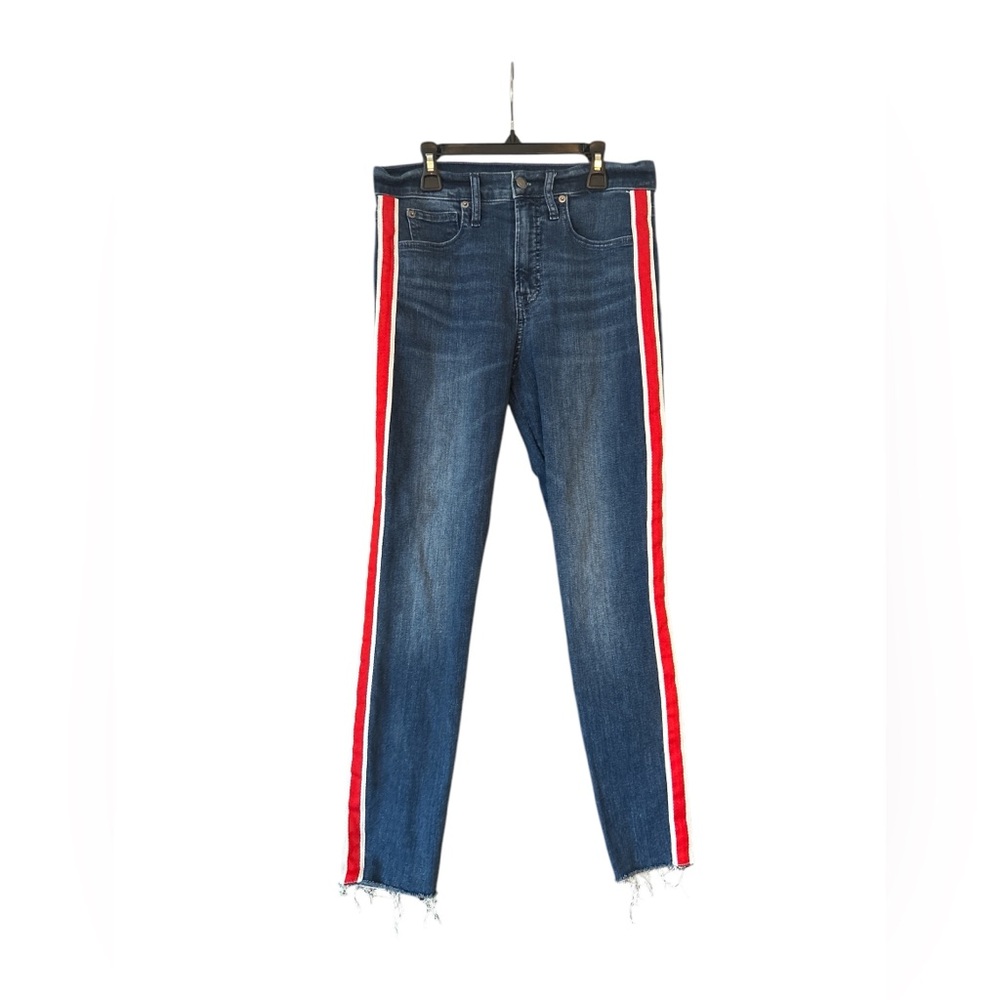 GAP Blue Skinny Retro Vibe Jeans with Red Stripe - Size 6